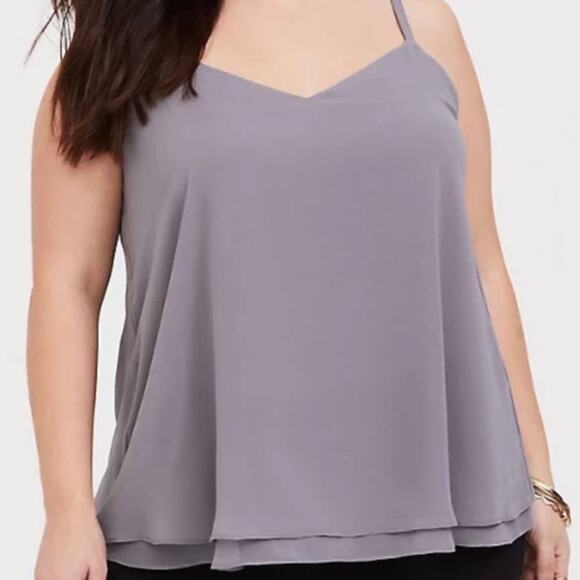 TORRID Swing Gray Chiffon Layered Cami Top Sz 2 - Picture 1 of 7